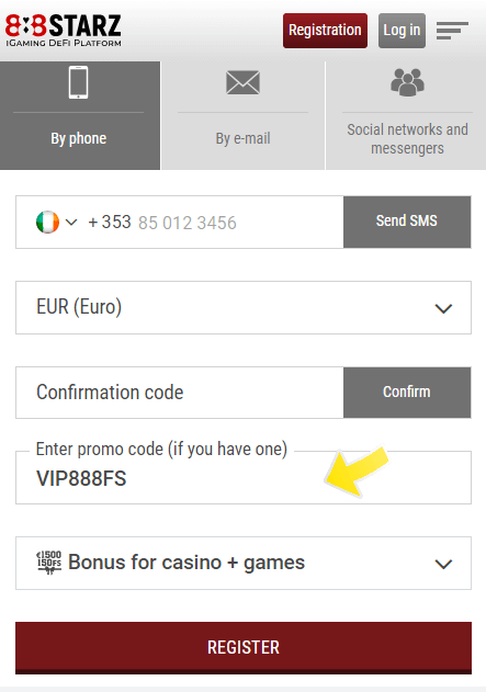 888starz casino bonus code enter